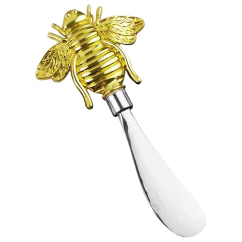 Housoutil Spatule à Beurre en Acier Inoxydable Doré Motif Abeille Petite Spatule à Fromage Lisse Outil Cuisine pour Étaler Beurre et Confiture Racloir Compact pour Pâtisserie et