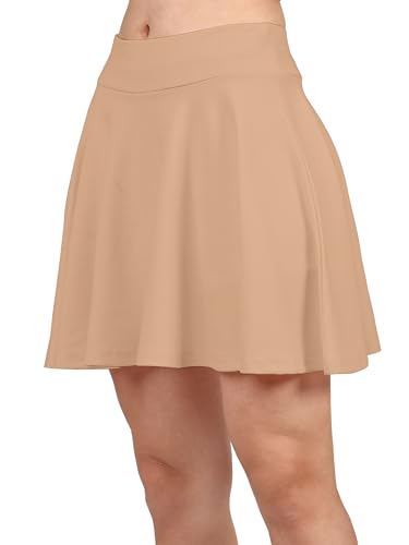 Image of Mehrang Spandex Women's Classic Stretchy All Time Trendy Skater Skirt with Attached Inner Shorts and Flared Inskirt