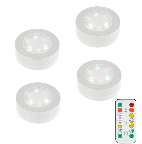 MOUJUCHI Luces Luz LED Armario Pilas Adhesiva con Control Remoto para Vitrina, Armario, Pasillo, Cocina (Blanca)