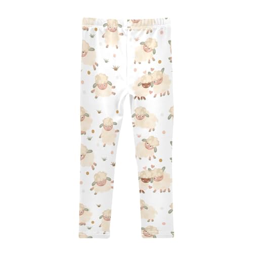 Cute Rams Cartoon Sheep Lambs Girls Leggings,Workout Leggings for Girls Toddler Athletic Leggings Size for 3-10T2