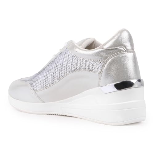Image of Vendoz Women Wedding & Party Casual High Heel Sneakers I Cushioned Insole I Glittery & Embellished Bridal Wear I Lightweight and Stylish Shoes for Girls CNV7065