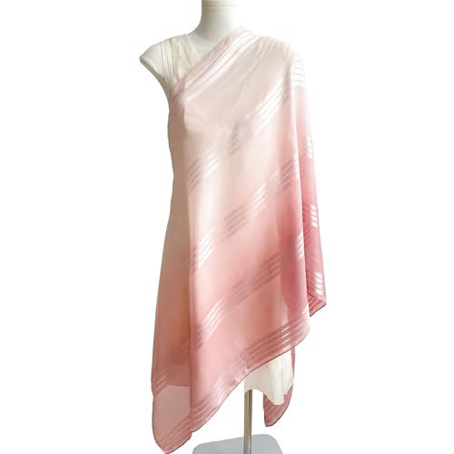 Silk Feeling Scarf，Satin Chiffon Sunscreen Shawl，Gradient Shaded Colors Lightweight Neck Wrap Hijab For Women4