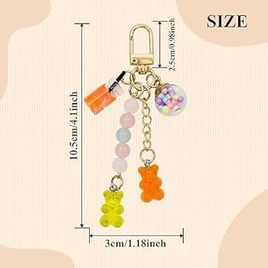 Creative Resin Gummy Bear Keychain – Cute Candy Color Animal Bear Charm for Women, Colorful Key Ring for Car Keys, Backpack & Bag Pendant, Girly Accessory, Perfect Jewelry Gift（Yellow/Brown） image 4