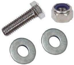 6mm Metric Thread Bolt with Nut & Washers (4 Pack) M6 X 20mm Hexagon Head Bolts/Setscrew (Fully Threaded), 4 Flat Washers & 4 Nyloc Nuts. A2 Stainless Steel by BSJ Fixings