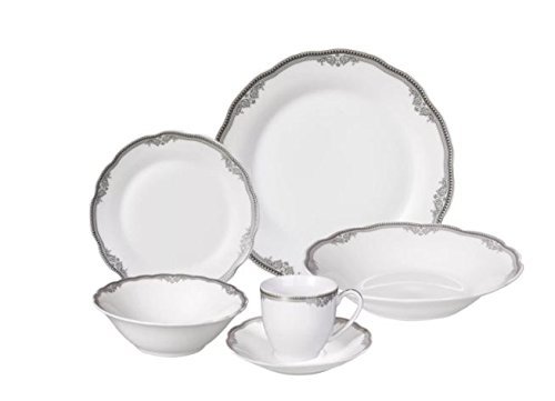 Porcelain wavy edge dinnerware set44; 24 piece service for 4 by l…