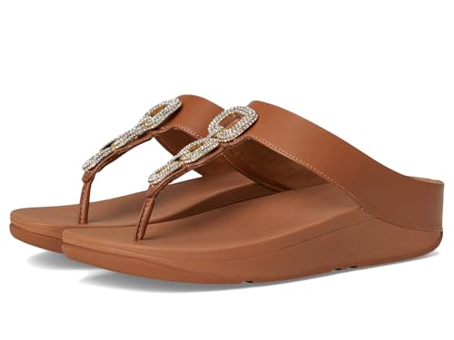 Image of FitFlop Women's Fino Crystal-Chain Leather Toe-Post Sandal