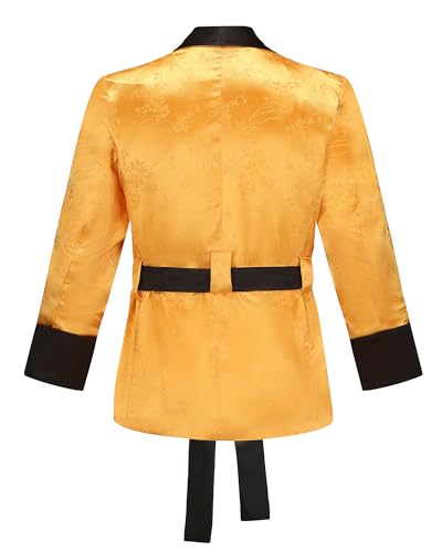 Men's Printed Brocade Smoking Jacket Robe with Belt Fully Lined Bathrobe2