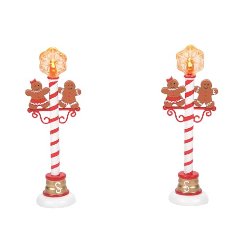 Department 56 Village Accessories Gingerbread Street Lamps Lit Figurine Set, 4.85 Inch, Multicolor