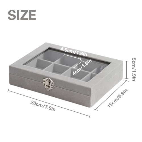 Image of Insect Resin Specimen Box with 12 Grids, Clear Top Insect Specimen Storage Box for Biology Science (Box Only), Grey