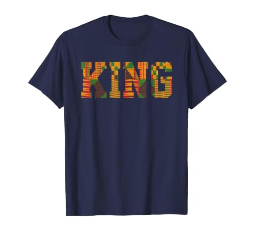 African King Art for Boys Men Afro Kente Cloth African Print T-Shirt, Men, Navy Blue, 3X-Large