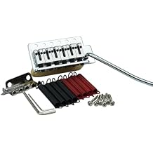 Guyker Guitar Tremolo Bridge with Brass Roller Saddle String Space 10.5mm & Brass Block & Spring and Claw, Pop-In Vibrato Bar, Complete Install Kit for Start ST Electric GuitarGG-1001, Chrome