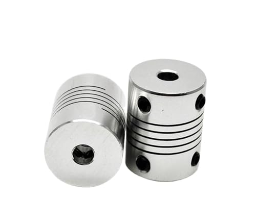 Rigid coupling,Stainless steel rigid coupling 2pcs D19L25 Aluminium CNC Motor Jaw Shaft Coupler 5mm to 8mm Flexible Coupling OD 3/4/5/6/6.35/7/8/10mm(6.35x6.35)