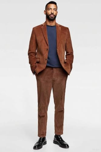 VENNYNG Men's Corduroy Wedding Suit Vintage 2 Pcs Blazer and Pant Set Wedding Groom Tuxedo Prom Jacket Outfit2