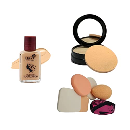 DA.VE Compact & Foundation with Benders & Puff | Lightweight & Long-Lasting Makeup Set for Flawless Finish