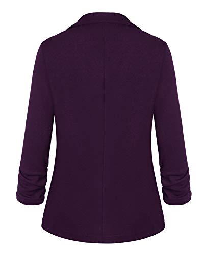 Unifizz Women's Casual 3/4 Sleeve Blazer Lightweight Jacket Work Office Button Front Blazers with Pockets3
