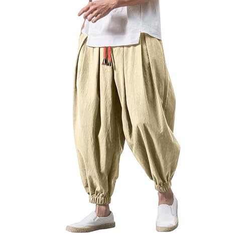 Pantalon baggy homme en coton lin décontracté style sarouel japonais