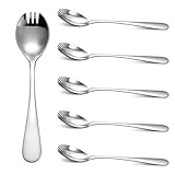 Paquete de 6 tenedores de acero inoxidable de grado alimenticio, 6.3 pulgadas de mango largo, tenedores de ensalada de helado de postre, juego de cubiertos para frutas, aperitivos, postres, camping