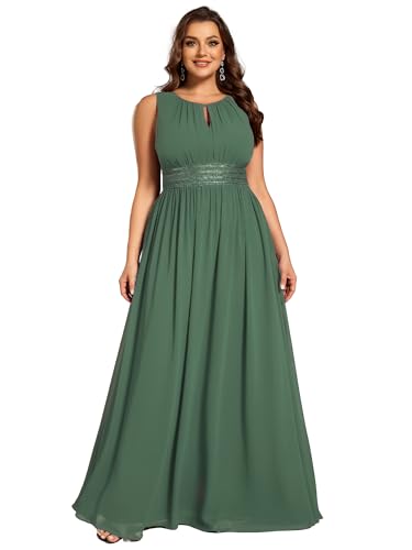 Image of Ever-Pretty Plus Women's Round Neck Sleeveless Empire Waist Maxi Plus Size Formal Gowns Bridesmaid Dresses