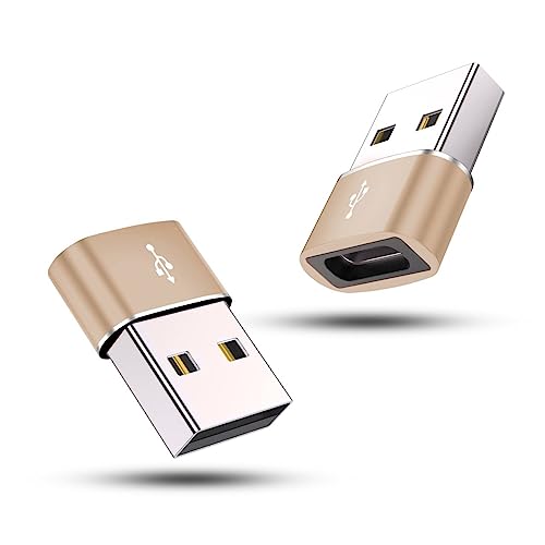 Image of Crasts USB Type C USB Type C Female to USB Male Adapter Connector Converter Works with Laptops,Chargers Compatible for iPhone, Airpods, iPad, Samsung Galaxy, Google Pixel (Pack of-2) (Gold)