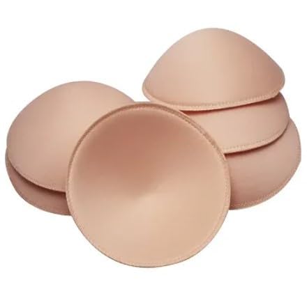 Women’s Round Bra Pads Inserts 3 Pairs – Soft Removable Sports Bra Cups for Bikini, Yoga, Blouse & Swimsuit (Beige, Size 34)