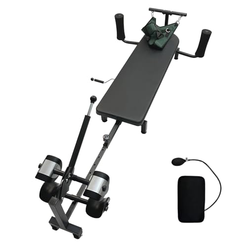 Hocomay Back Stretcher Traction Table, Cervical Traction Bed Device, 145-190cm Length Adjustable, With Waist Airbag Protection, Back Decompression Neck Stretcher, Load Capacity 150KG