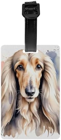Personalized Luggage Tag Cute Puppies Pet Dogs Novelty Custom Luggage Tags for Suitcases, Bag Watercolor White Afghan Hound Dog Breed Puppy Design Customized Travel, One Piece image 5