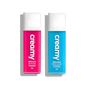 Kit Gel Clareador Antiacne Creamy Ácido Mandélico 30g + Ácido Glicólico 10% AHA