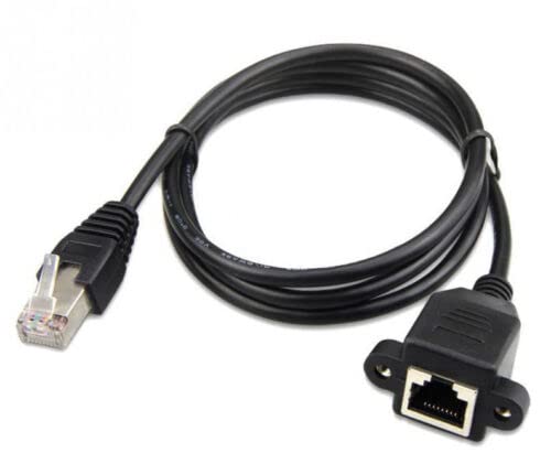 fdealz [ 100 CM 1 Piece Ethernet Extension Cord, RJ45 Male to Female Screw Panel Mount Cat6/Cat5e/Cat5 Ethernet LAN Network Extension Cable, LAN RJ 45 Male to Female (1 Meter)(Black)-image-8