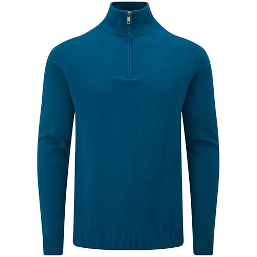 Charles Wilson Baumwollpullover mit Reißverschluss für Herren (XL, Dark Blue (0524))