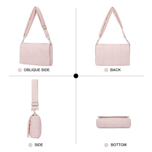 Image of CLUCI Puffer Shoulder Bag Puffy Crossbody Purse for Women Middle Tote Bag Lightweight Cotton Padded Hobo Handbag