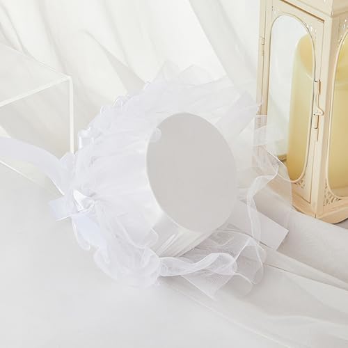 Cesta para flores de boda anticaída de pétalos con asas y perlas 5