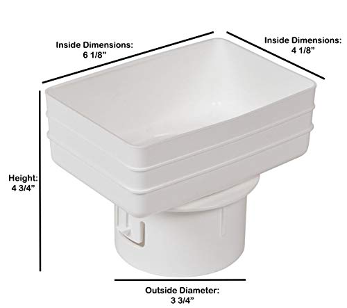 Gutterworks Mfg Inc. Rain Gutter Components 6x4-4 Plastic Downspout Adapter (Black), Made in Iowa U.S.A.