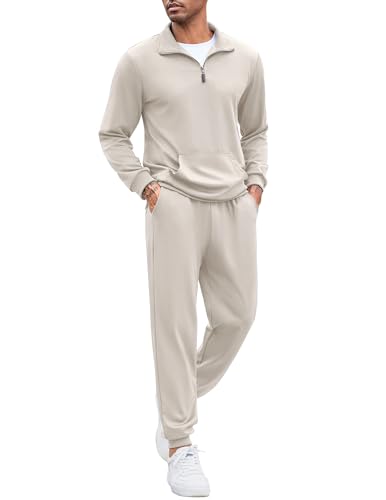 COOFANDY Men's Tracksuit 2 Piece Quarter Zip Sweatsuit Sets Casual Athletic Running Jogging Suits