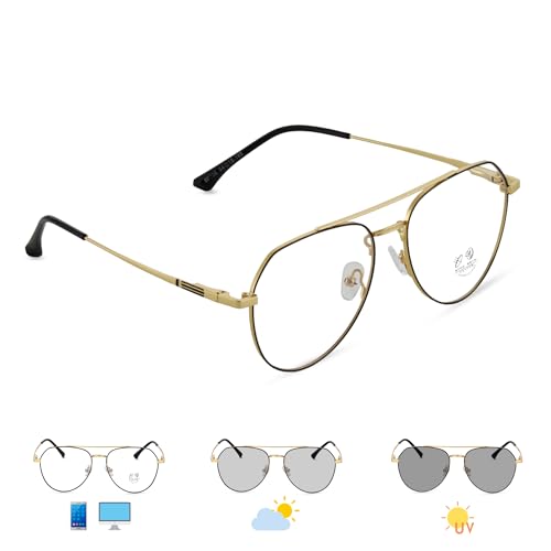 Image of Vast Photochromic Blue Cut Computer Glasses for Eye Protection | Zero Power Anti Glare & Blue Light Filter | UV Protect Specs for Men & Women| Frames| Cooling Glasses Lens