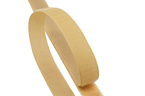 Klettband Set zum nähen und Basteln versch. Farben Klettverschluss Hakenband und Flauschband Industriequalität aufnähen hohe Verschlusskraft (Beige, 20mm x 25m) Cover