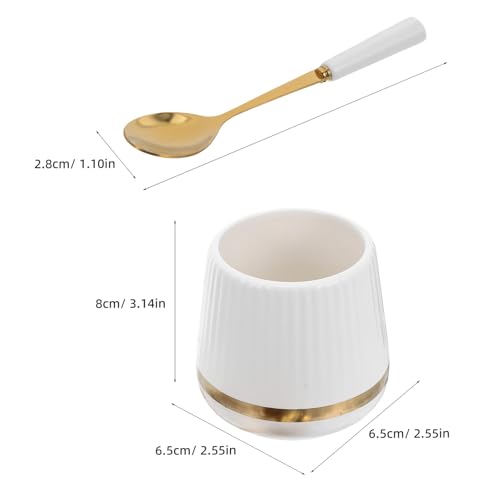 Cuillères à dessert en céramique blanche avec pot de rangement pour table cuisine
