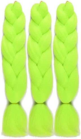 WOME Jumbo Braiding Hair Extensions 24 Inch High Temperature Synthetic Fiber Hair Extension for Box Braids Crochet Braids Braiding Hair(Green,24",100g/Pcs)