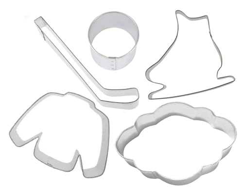 Ice Hockey Cookie Cutter 5 Piece Set from The Cookie Cutter Shop - Hockey Puck, Ice Skate, Jersey, Plaque, Hockey Stick Cookie Cutters – Tin Plated Steel - Made in the USA Ice Hockey Cookie Cutter 5 Piece Set from The Cookie Cutter Shop - Hockey Puck, Ice Skate, Jersey, Plaque, Hockey Stick Cookie Cutters – Tin Plated Steel - Made in the USA