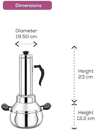 Eternals Stainless Steel Puttu Kudam Chirattaa Puttu Maker with Plate, Puttu Vessel, Stainless Steel Puttu Maker, Silver