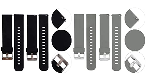Image of ACM Pack of 2 Watch Strap Silicone Belt 22mm compatible with Beatxp Unbound Neo Smartwatch Casual Classic Band (Black /Grey)