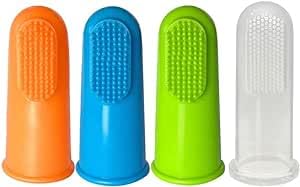 Conjunto de 4 cepillo de dientes para mascotas, cepillo de dientes para perros, dedales de silicona, cepillo de dientes para gato, juego cepillo dientes perro y gato.