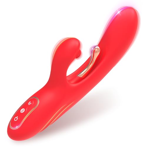 Ixbox Adult Sex Toys with High Frequency Powerful Rabbit Vibrator Female G Spot Vibrators Clitoral Stimulator Sex Toy 9 Vibrating & 9 Flapping Patterns for Woman and Couples Adult Games Red