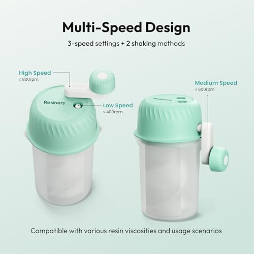 Resiners Airflow Lite Resin Mixer, Hand-Crank Epoxy Mixer with Silicone Paddle, 3 Speeds Adjustable, Minimum Bubbles, Easy Clean, Epoxy Resin Stirrer Mixing Tool for Mold Casting, DIY Crafts — view 3