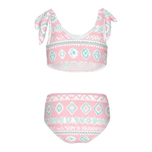 Wusikd Pink Teal Girls Swimsuits Two Piece Plaid Swimwear Bikini Set for for Girls Size 3T2