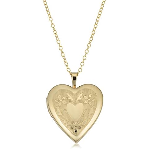 Kooljewelry Gold Plated Brass Heart Locket with Gold Plated Sterling Silver Cable Chain Necklace (18 inch) Cover