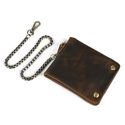 Retro Genuine Leather Wallet for Men RFID Blocking Minimalist Design with Gift Box (Coffee)2