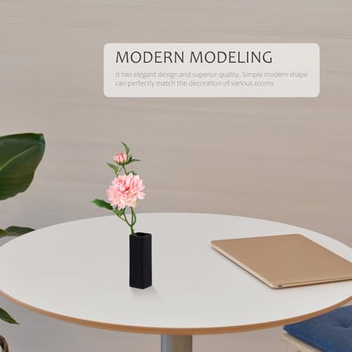 Vase carré en céramique noir pour décorer un bureau ou une table de salon - 5