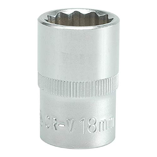 Image of Yato YT-1280 Bihexagonal Socket 18mm, 38mm Length for 1 /2 Inch Drive Wrench Set | DIN3121 CrV Chromium Satin Plated Steel | Mechanical and Industrial Tool Box