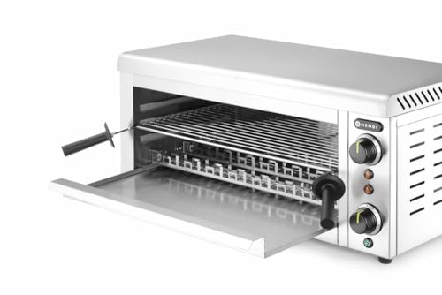HENDI Salamander mit Quarz-Infrarotheizelement, Elektrogrill, Elektro-lift, Entspricht IPX3 Norm, 3 mögliche Gitterhöhen, 230V, 3645W, 689x397x(H)318mm, Edelstahl