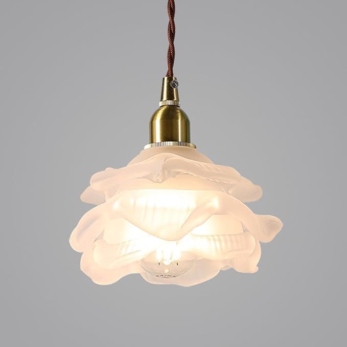 Lámpara colgante de cristal con forma de flor francesa, estilo antiguo, con forma de pétalo de rosa. Lámpara de techo pequeña, de estilo nórdico moderno, ideal para mesa de comedor, isla de cocina, fr